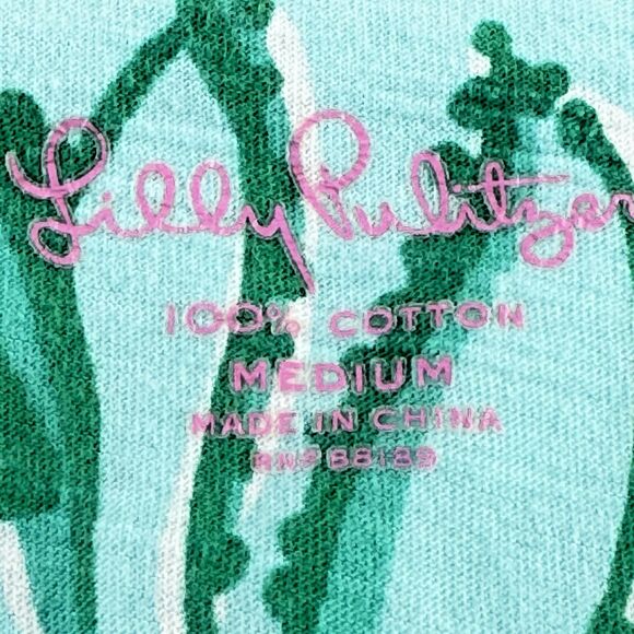 Lilly Pulitzer Top Shirt Tee M Green TOUCAN TANGO Boatneck 3/4 Sleeves - Picture 14 of 14